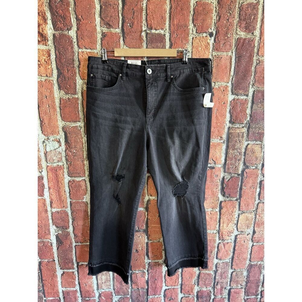 Inc Denim Womens Black Denim Jeans Distressed Size 18/34 NWT